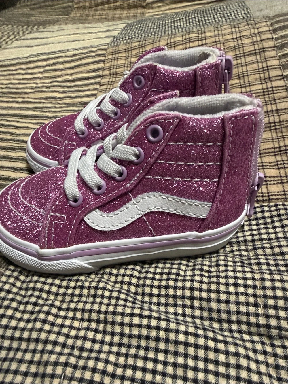 Vans Kids Glitter High-Top Sneakers in Sparkle Purple